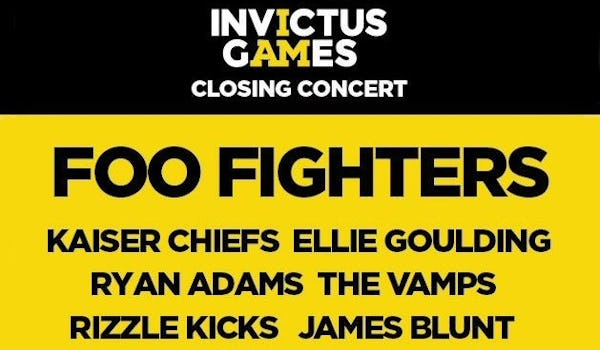 Foo Fighters, Kaiser Chiefs, Ellie Goulding, Ryan Adams, The Vamps, Rizzle Kicks, James Blunt, Diversity, The Military Wives
