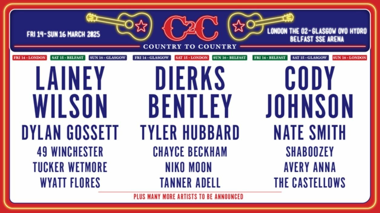 C2C Country To Country 2025 Glasgow Tickets at The OVO Hydro on 14th March 2025 Ents24