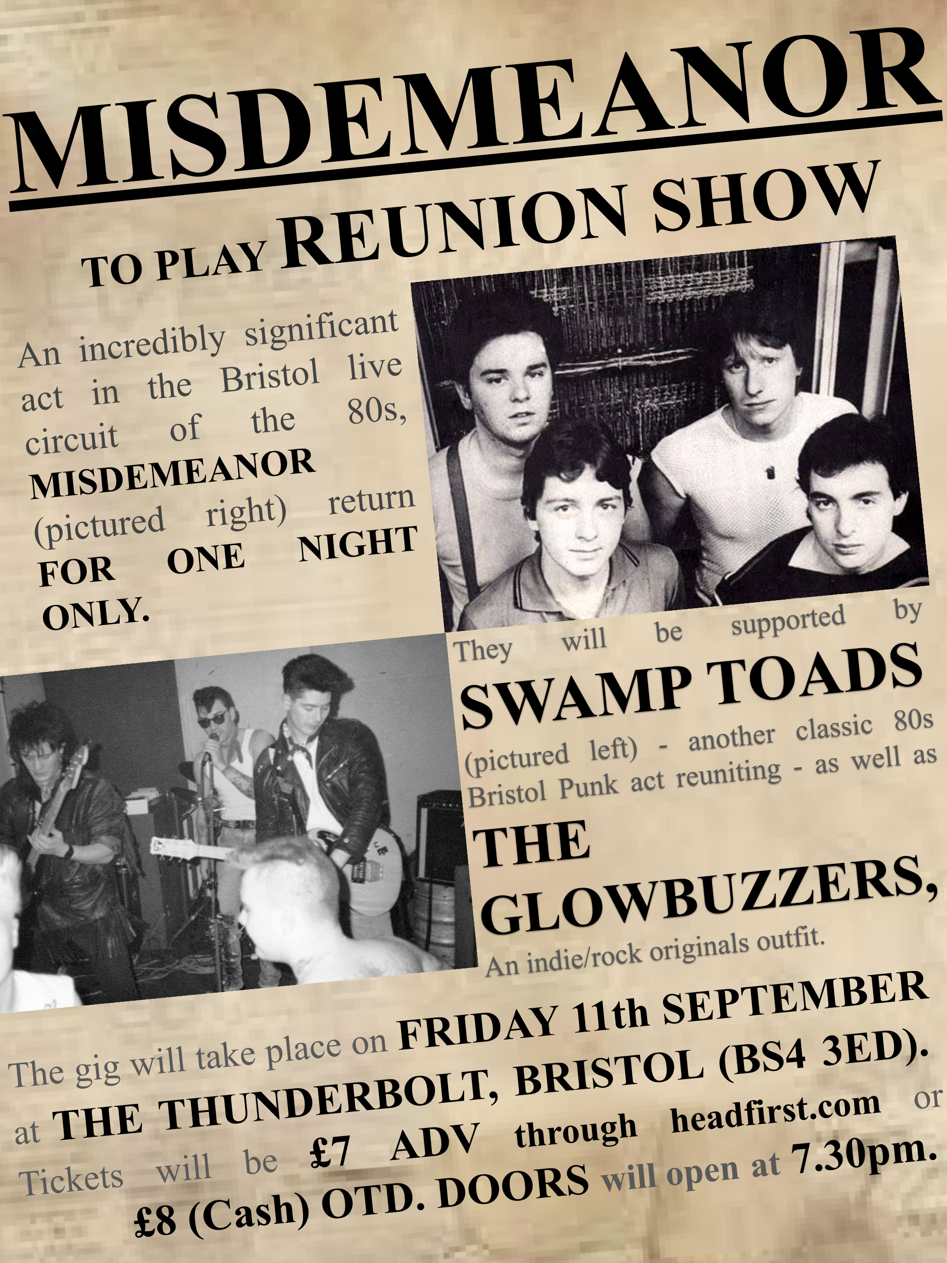 Picture of MISDEMEANOR *REUNION SHOW* + The Swamp Toads + The Glowbuzzers