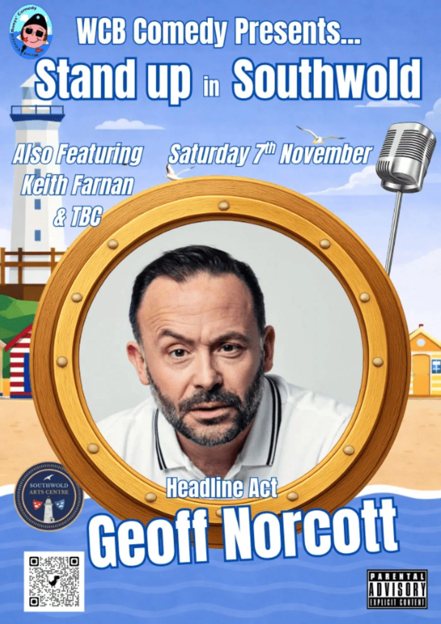 Picture of WCB Comedy Premier Stand up Special in Southwold with Headliner Geoff Norcott.