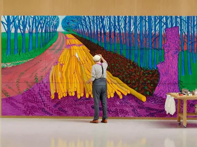 Picture of David Hockney at the Royal Academy of Arts