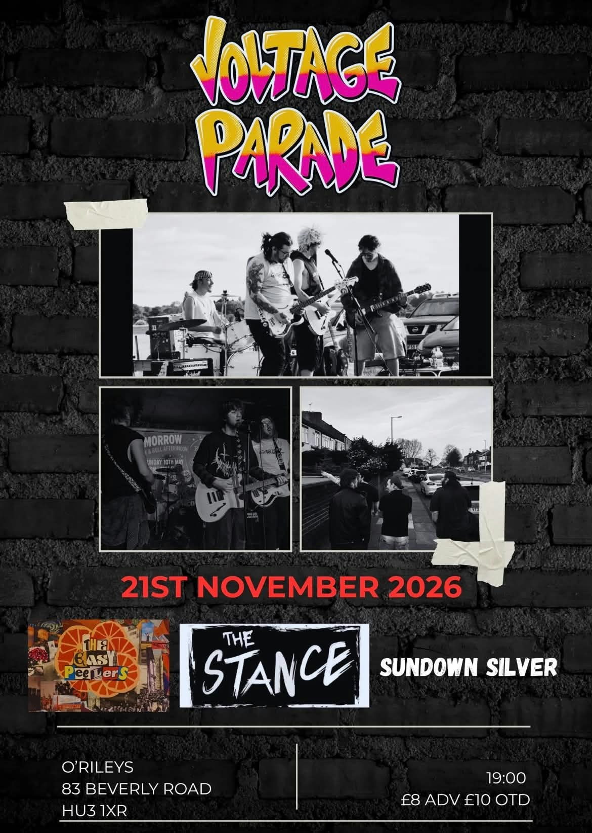 Picture of Voltage Parade, Sundown Silver, The Stance & Easy Peelers (solo) at O'Rileys
