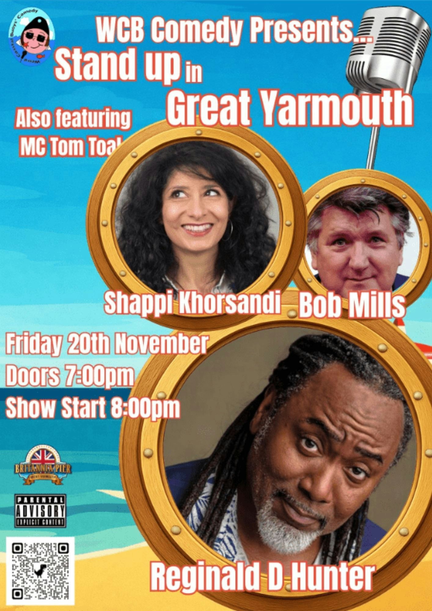 WCB Comedy Special; Shappi Khorsandi, Reginald D Hunter and Bob Mills
