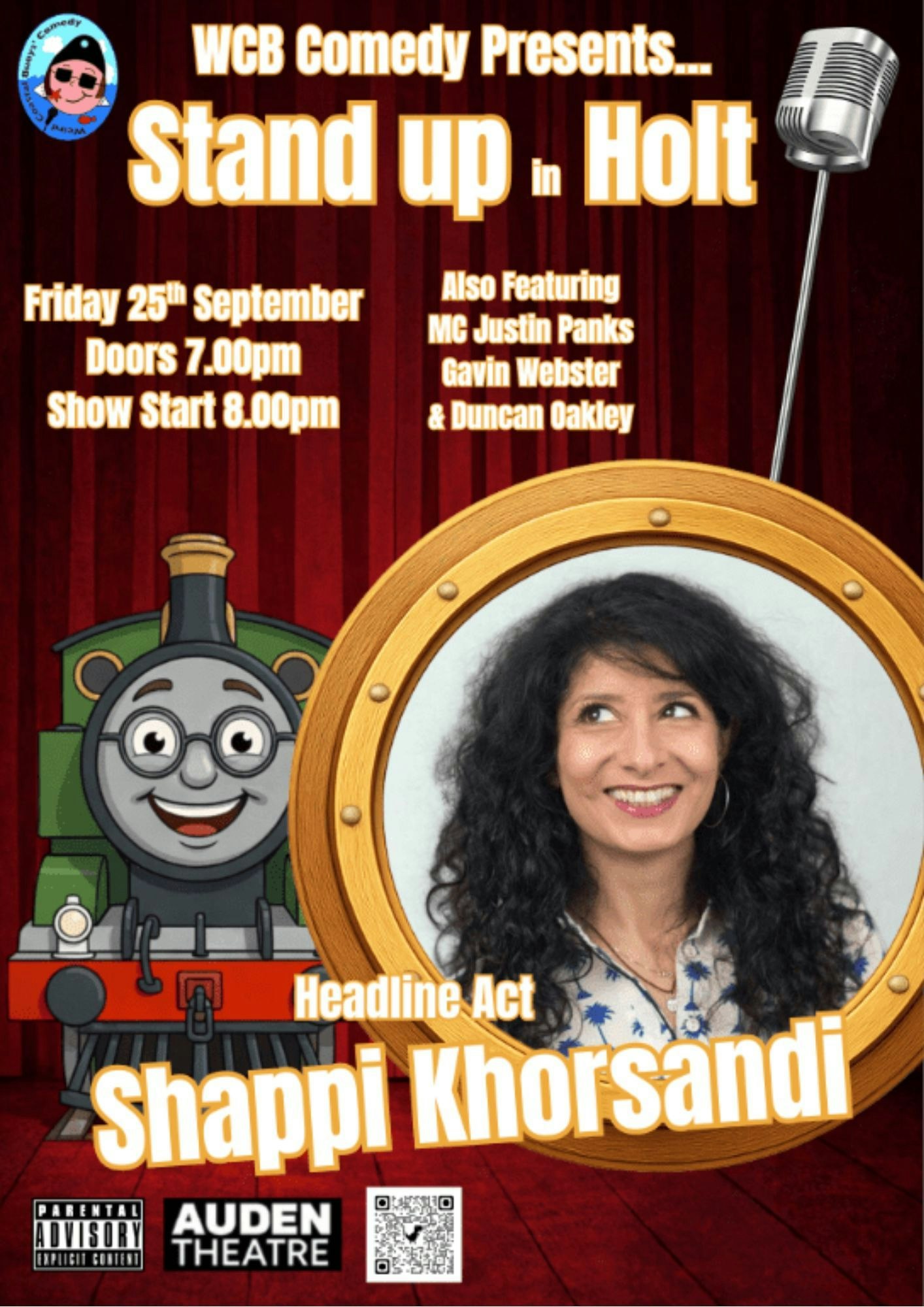 WCB Stand up in Holt with headliner Shappi Khorsandi